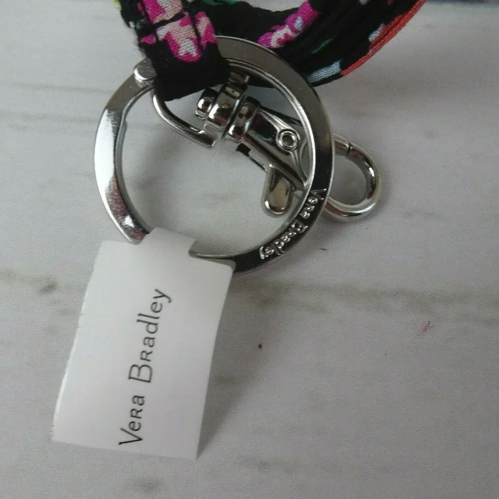 Vera Bradley Tangerine Twist Lanyard Key Ring ID Holder Clip Multi Purpose Flora - Picture 5 of 6